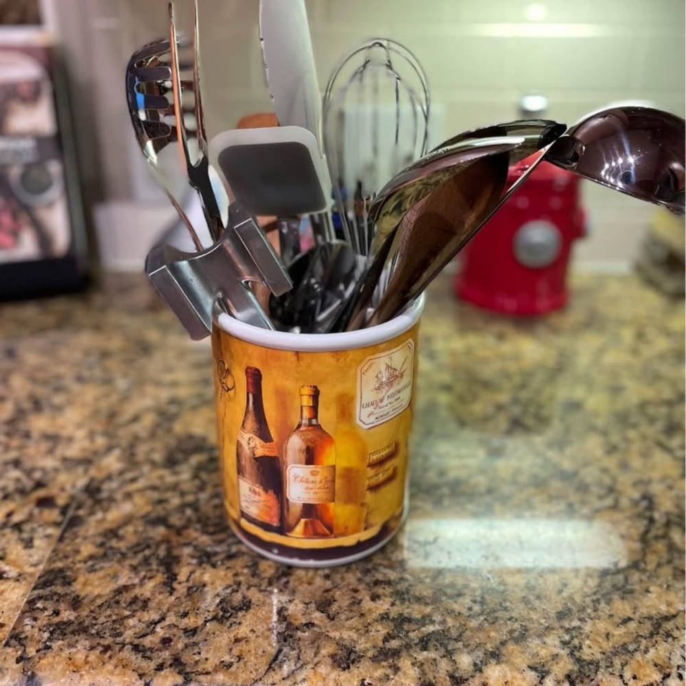 Wine-Themed Utensil Holder with Kitchen Tools